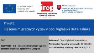 Riešenie migračných výziev v obci Vígľašská Huta-Kalinka
